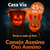 DUO Mascara LED para Halloween de Terror Fiesta de Neon/ OSO SANGRIENTO - CONEJO ASESINO